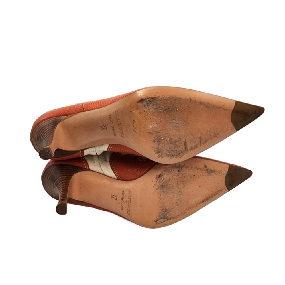 BRUNO MAGLI Vintage Ankle Boots - Orange Flames on Canvas, size 7½ - Picture 2 of 8